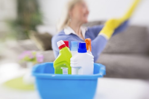 Close-up of carpet fibres being cleaned with professional equipment